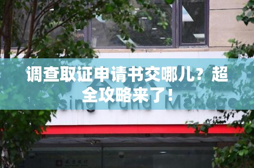 鹰潭调查取证申请书交哪儿？超全攻略来了！