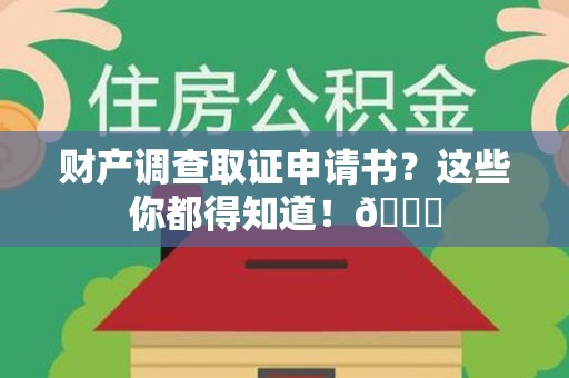 鹰潭财产调查取证申请书？这些你都得知道！😎